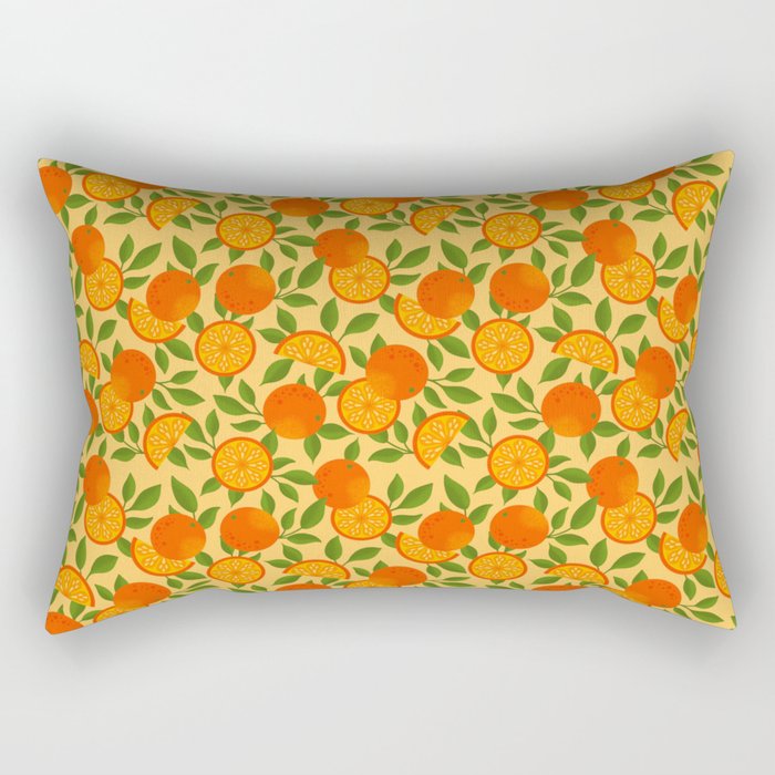 Orange Pattern on Yellow Rectangular Pillow Gallery Image 2