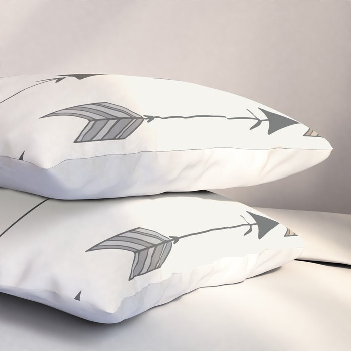 Vertical Arrow Patterns - Cream and Neutral Earth Tones Pillow Sham Gallery Image 3