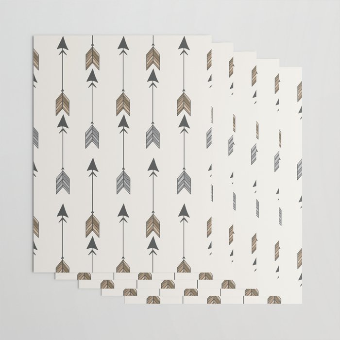 Vertical Arrow Patterns - Cream and Neutral Earth Tones Wrapping Paper Gallery Image 3