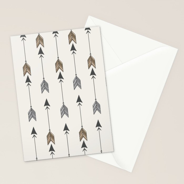 Vertical Arrow Patterns - Cream and Neutral Earth Tones Stationery Card Gallery Image 2