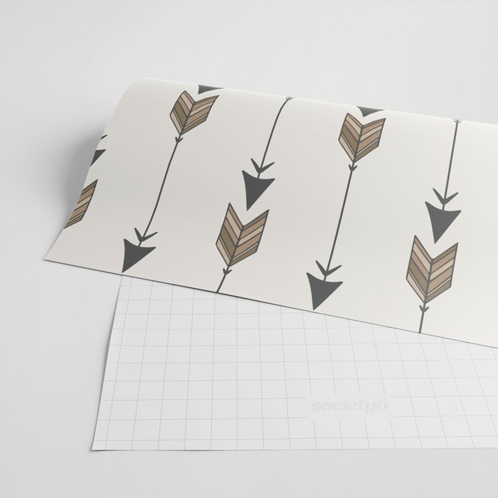 Vertical Arrow Patterns - Cream and Neutral Earth Tones Wrapping Paper Gallery Image 2