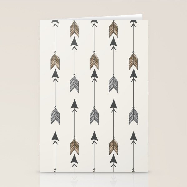 Vertical Arrow Patterns - Cream and Neutral Earth Tones Stationery Card Gallery Image 1