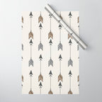 Vertical Arrow Patterns - Cream and Neutral Earth Tones Wrapping Paper Gallery Image 1