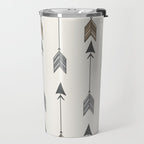 Vertical Arrow Patterns - Cream and Neutral Earth Tones Travel Mug Gallery Image 2