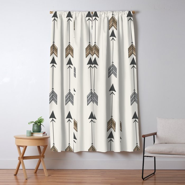 Vertical Arrow Patterns - Cream and Neutral Earth Tones Window Curtain Gallery Image 5
