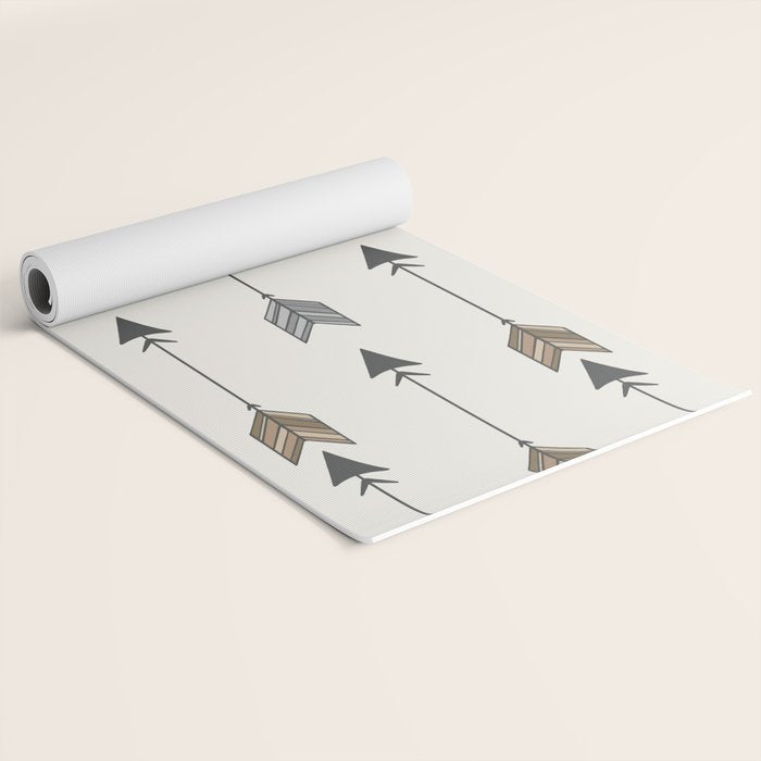 Vertical Arrow Patterns - Cream and Neutral Earth Tones Yoga Mat Gallery Image 2