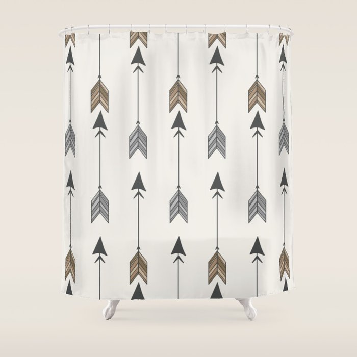 Vertical Arrow Patterns - Cream and Neutral Earth Tones Shower Curtain Gallery Image 1