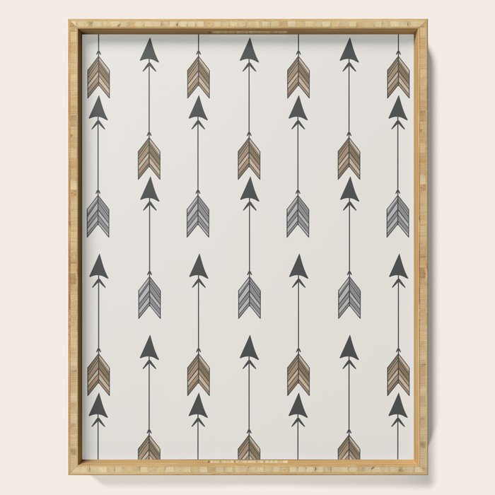 Vertical Arrow Patterns - Cream and Neutral Earth Tones Serving Tray Gallery Image 1