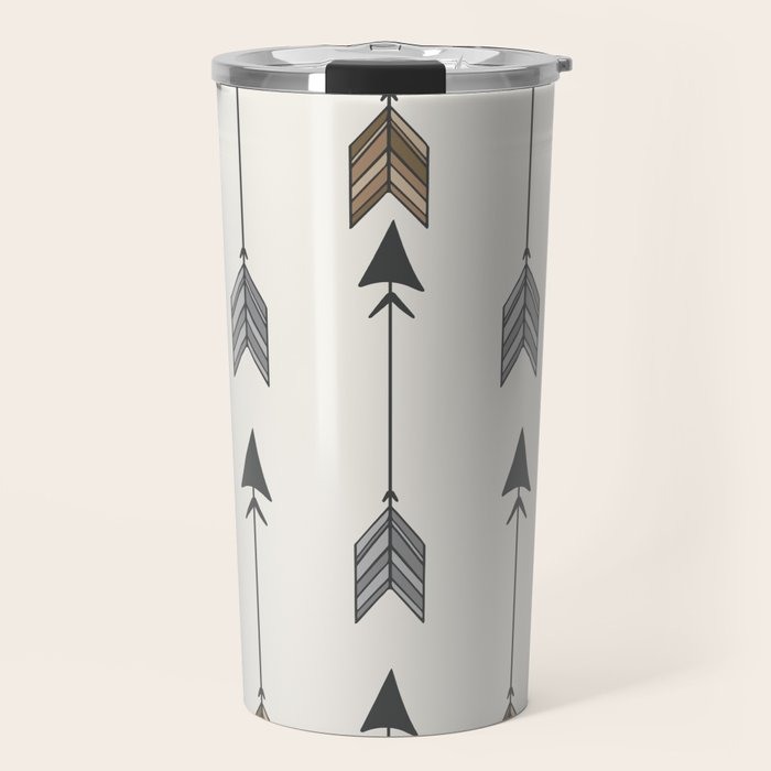 Vertical Arrow Patterns - Cream and Neutral Earth Tones Travel Mug Gallery Image 1