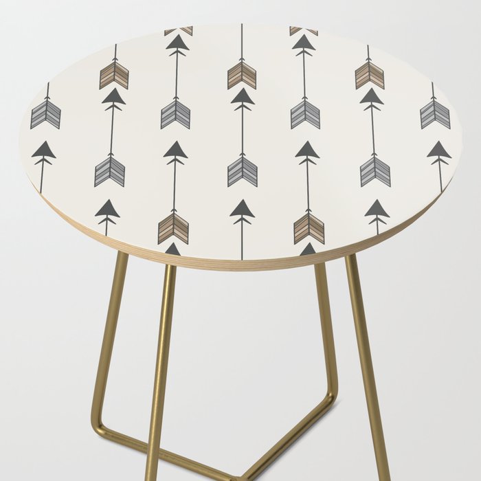 Vertical Arrow Patterns - Cream and Neutral Earth Tones Side Table Gallery Image 2
