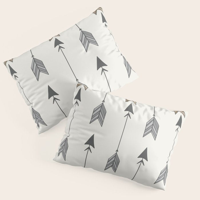 Vertical Arrow Patterns - Cream and Neutral Earth Tones Pillow Sham Gallery Image 3