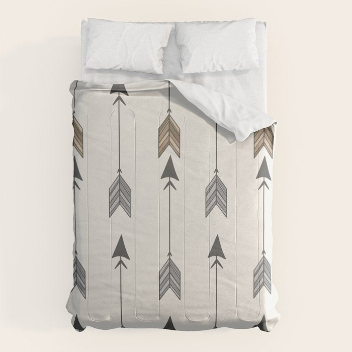 Vertical Arrow Patterns - Cream and Neutral Earth Tones Comforter Gallery Image 1