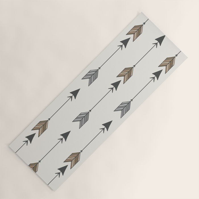 Vertical Arrow Patterns - Cream and Neutral Earth Tones Yoga Mat Gallery Image 1