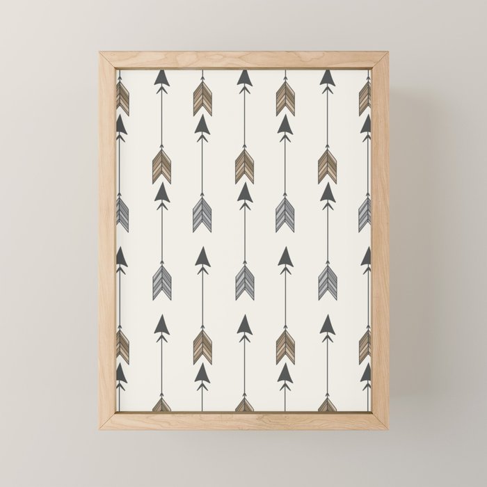 Vertical Arrow Patterns - Cream and Neutral Earth Tones Mini Art Print Gallery Image 1