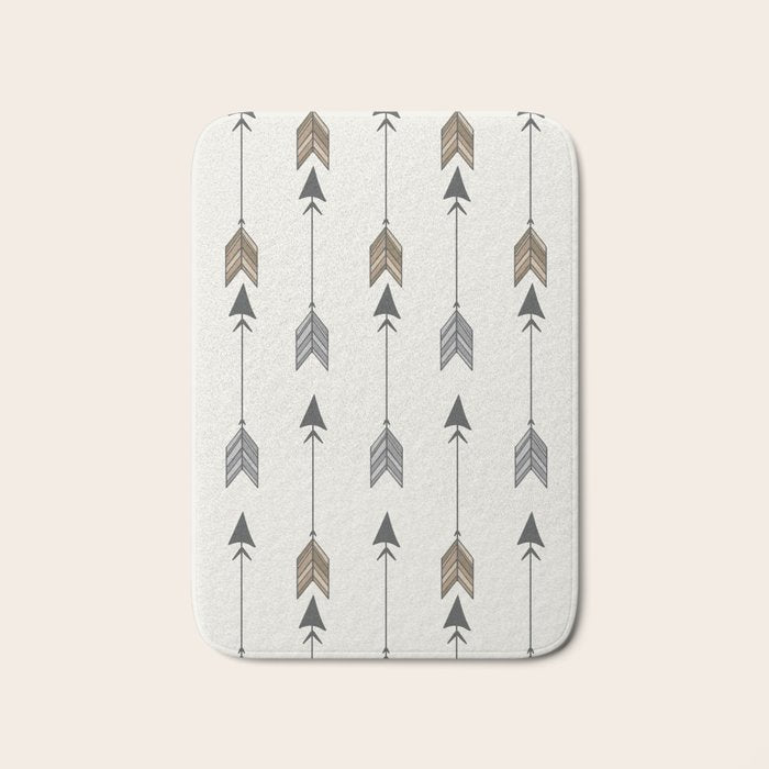 Vertical Arrow Patterns - Cream and Neutral Earth Tones Bath Mat Gallery Image 1