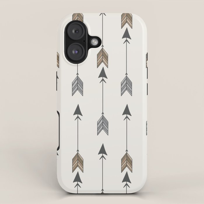 Vertical Arrow Patterns - Cream and Neutral Earth Tones iPhone Case Gallery Image 1