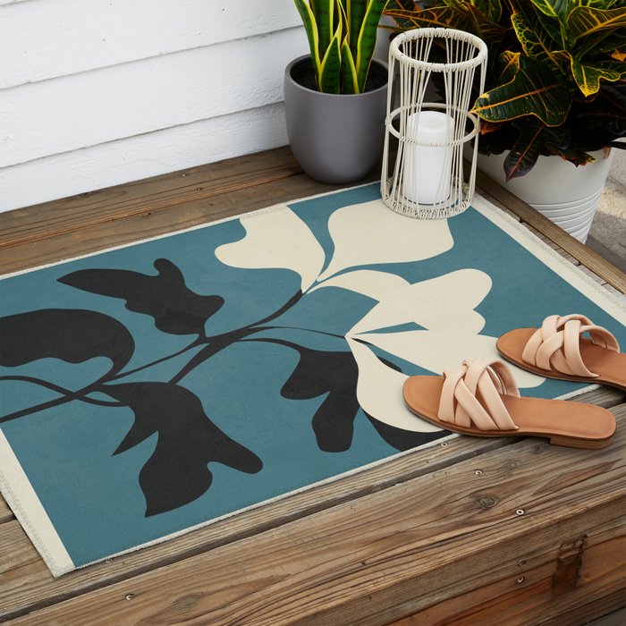 Abstract Modern Flowers 2 Outdoor Rug Gallery Image 2