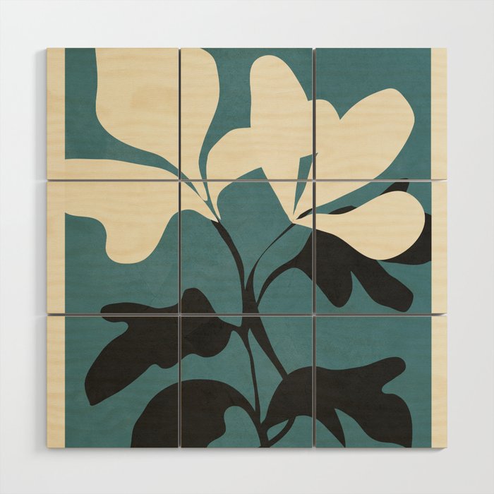 Abstract Modern Flowers 2 Wood Wall Art Gallery Image 1