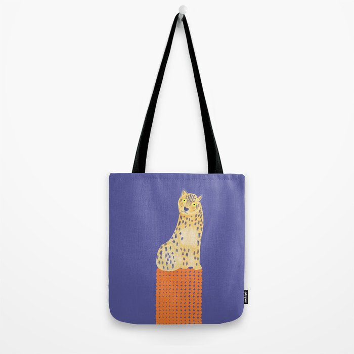 Relaxing Leopard - Orange and Very Peri Tote Bag Gallery Image 2