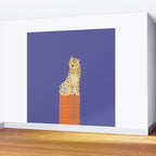 Relaxing Leopard - Orange and Very Peri Wall Mural Gallery Image 2