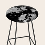 Black and grey watercolor world map with cities Stool Gallery Image 2
