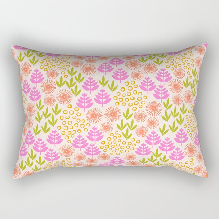 Retro Tropical Flora Pattern Rectangular Pillow Gallery Image 1