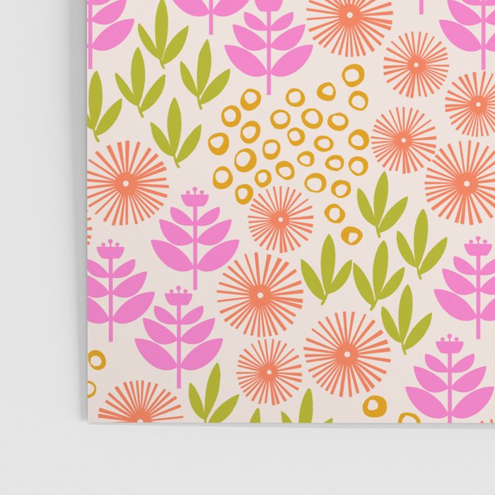 Retro Tropical Flora Pattern Poster Gallery Image 3