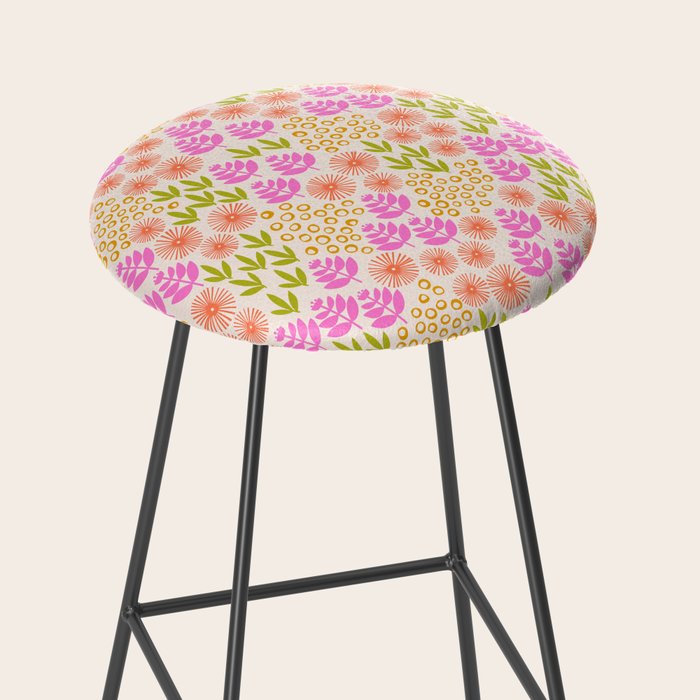 Retro Tropical Flora Pattern Stool Gallery Image 2