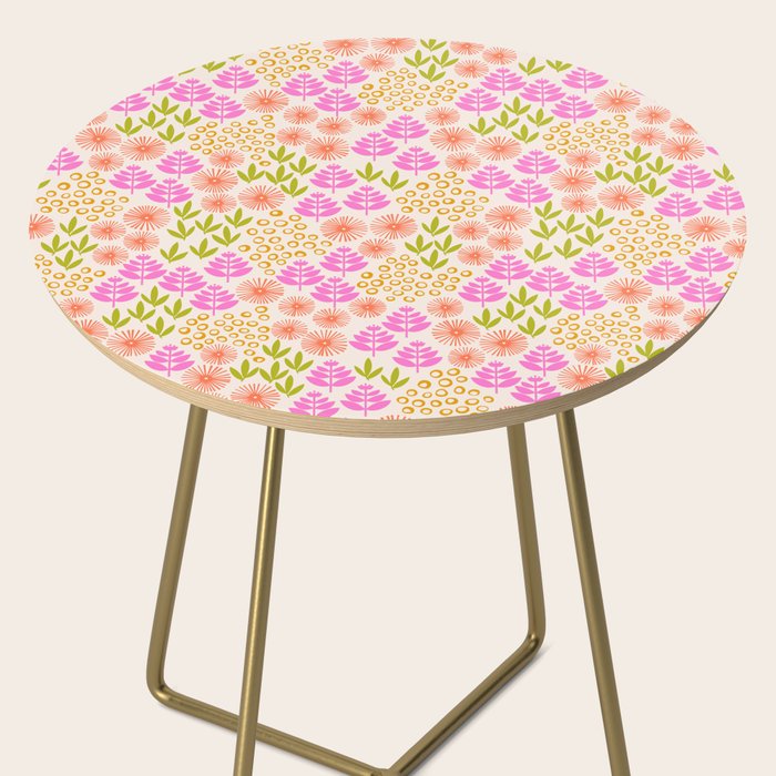 Retro Tropical Flora Pattern Side Table Gallery Image 2