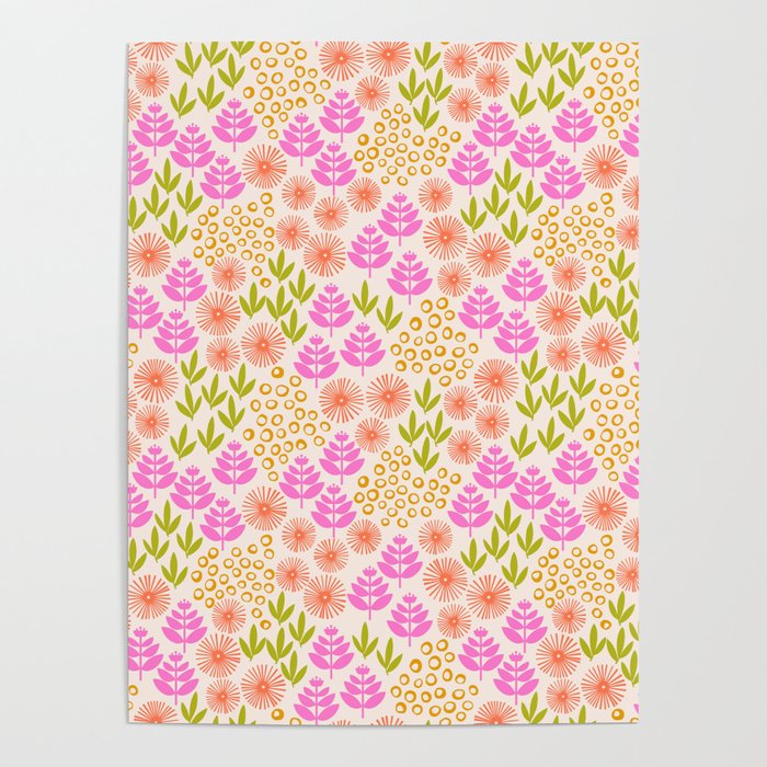 Retro Tropical Flora Pattern Poster Gallery Image 4