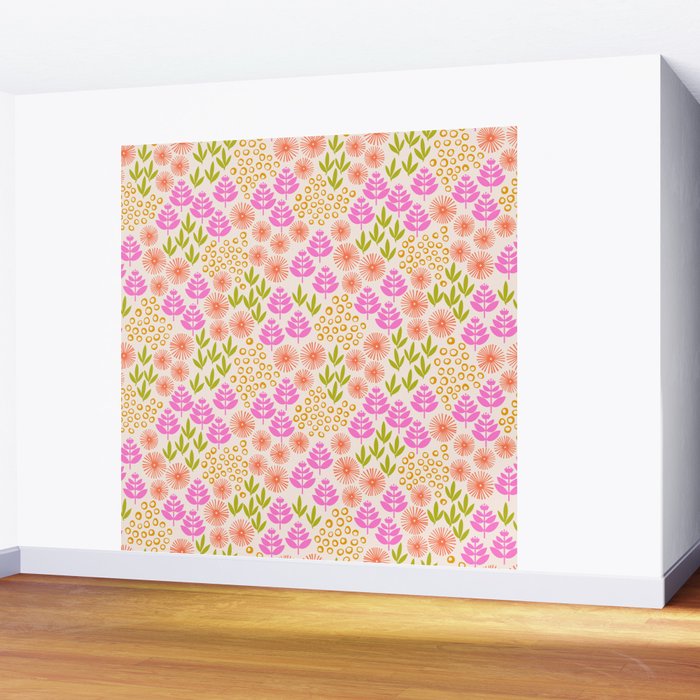 Retro Tropical Flora Pattern Wall Mural Gallery Image 2