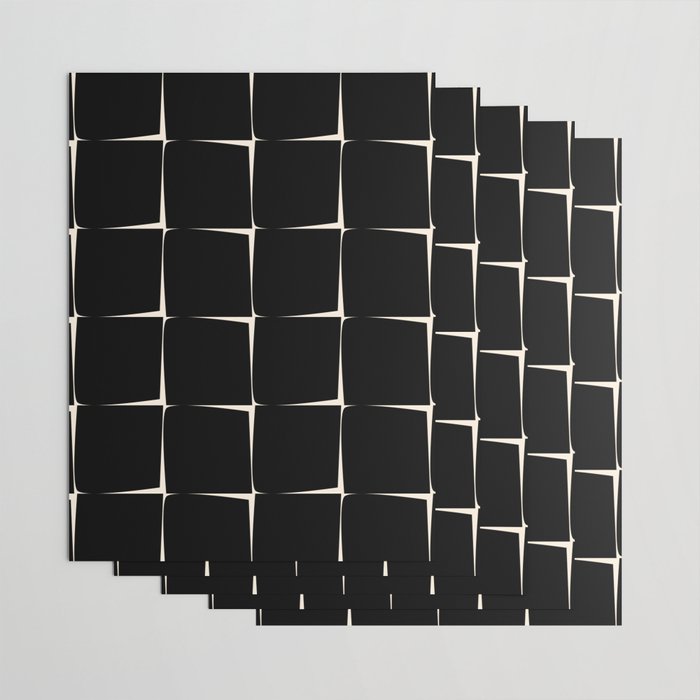 Midcentury Flux Minimalist Pattern in Black and Almond Cream Wrapping Paper Gallery Image 3