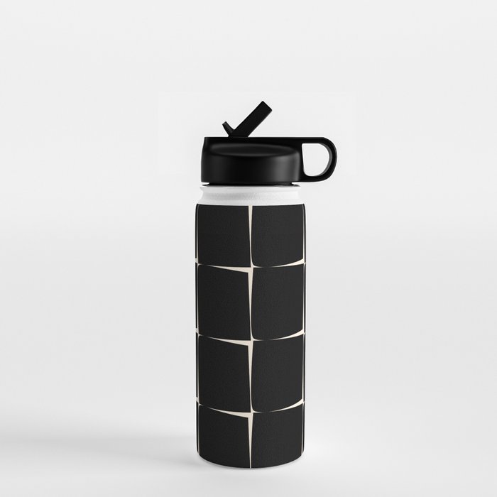 Midcentury Flux Minimalist Pattern in Black and Almond Cream Water Bottle Gallery Image 1