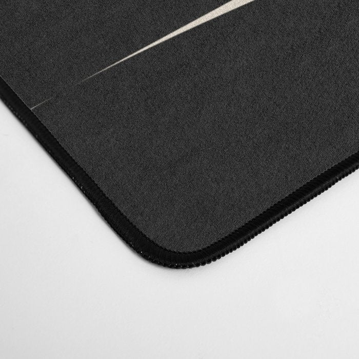 Midcentury Flux Minimalist Pattern in Black and Almond Cream Desk Mat Gallery Image 4