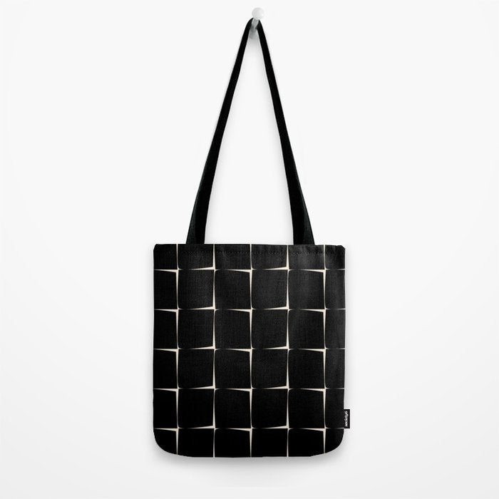 Midcentury Flux Minimalist Pattern in Black and Almond Cream Tote Bag Gallery Image 2
