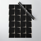 Midcentury Flux Minimalist Pattern in Black and Almond Cream Wrapping Paper Gallery Image 1