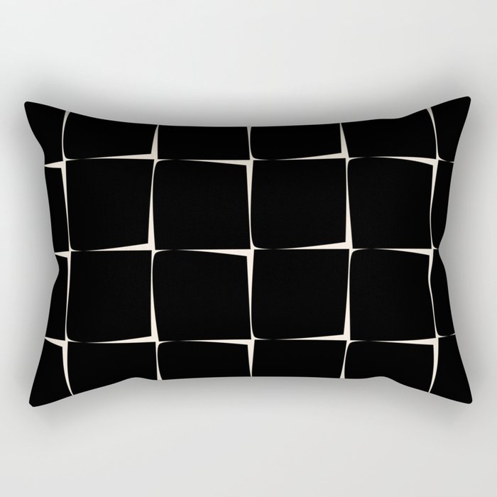 Midcentury Flux Minimalist Pattern in Black and Almond Cream Rectangular Pillow Gallery Image 2