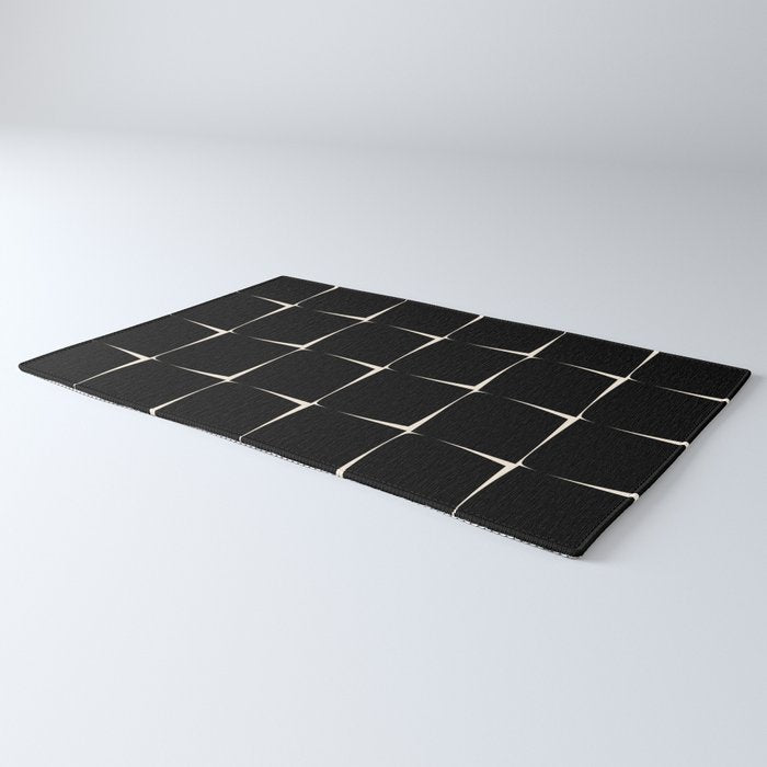 Midcentury Flux Minimalist Pattern in Black and Almond Cream Rug Gallery Image 3