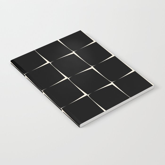 Midcentury Flux Minimalist Pattern in Black and Almond Cream Notebook Gallery Image 2