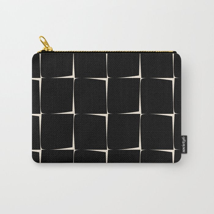 Midcentury Flux Minimalist Pattern in Black and Almond Cream Carry All Pouch Gallery Image 1