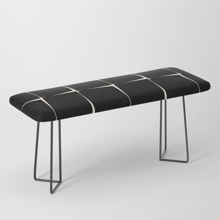 Midcentury Flux Minimalist Pattern in Black and Almond Cream Bench Gallery Image 1