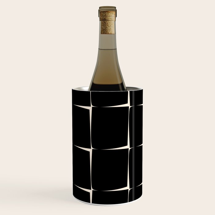 Midcentury Flux Minimalist Pattern in Black and Almond Cream Wine Chiller Gallery Image 2