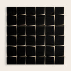Midcentury Flux Minimalist Pattern in Black and Almond Cream Wood Wall Art Gallery Image 1