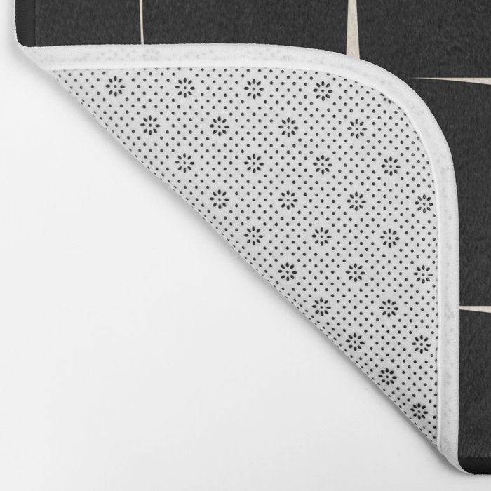Midcentury Flux Minimalist Pattern in Black and Almond Cream Bath Mat Gallery Image 2