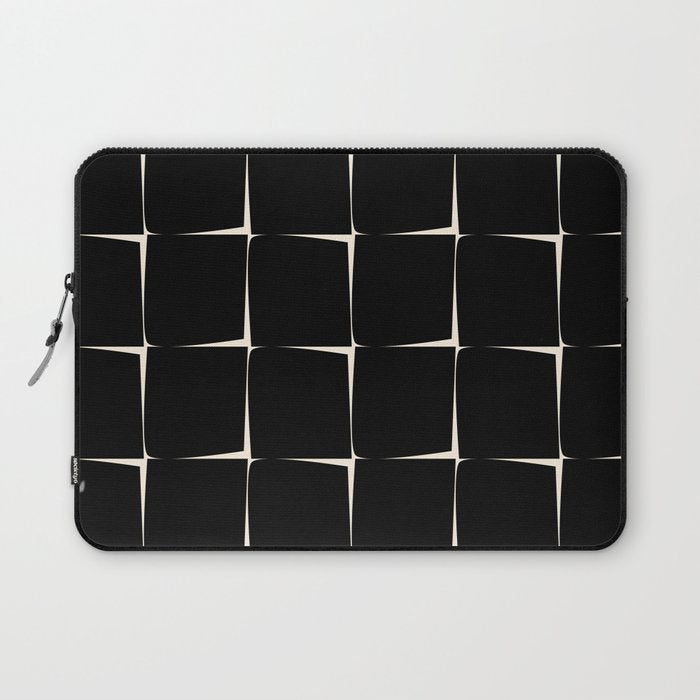 Midcentury Flux Minimalist Pattern in Black and Almond Cream Laptop Sleeve Gallery Image 1
