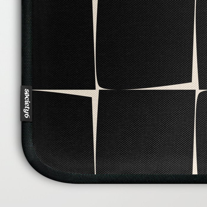 Midcentury Flux Minimalist Pattern in Black and Almond Cream Laptop Sleeve Gallery Image 3