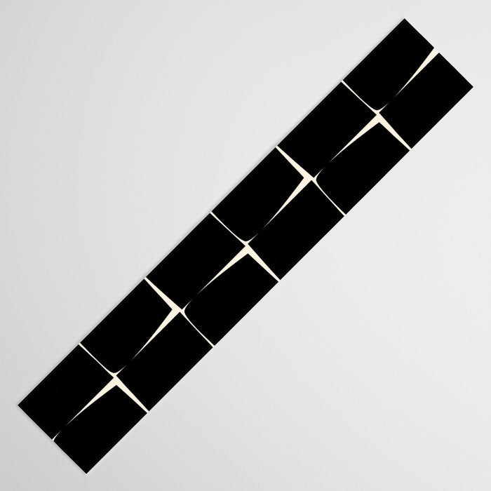 Midcentury Flux Minimalist Pattern in Black and Almond Cream Table Runner Gallery Image 3