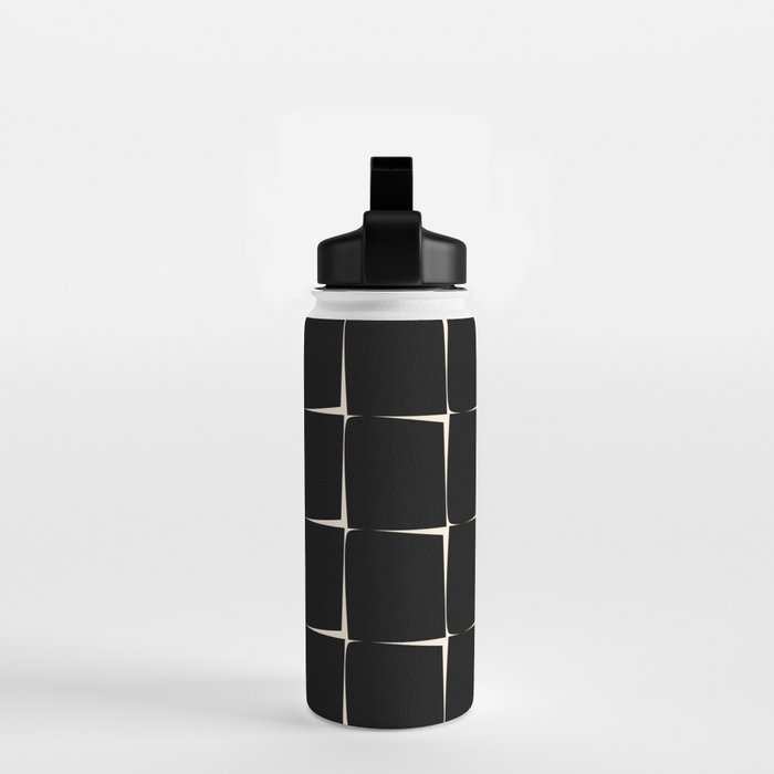 Midcentury Flux Minimalist Pattern in Black and Almond Cream Water Bottle Gallery Image 2