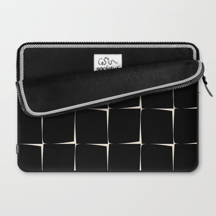 Midcentury Flux Minimalist Pattern in Black and Almond Cream Laptop Sleeve Gallery Image 2