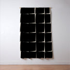 Midcentury Flux Minimalist Pattern in Black and Almond Cream Window Curtain Gallery Image 3